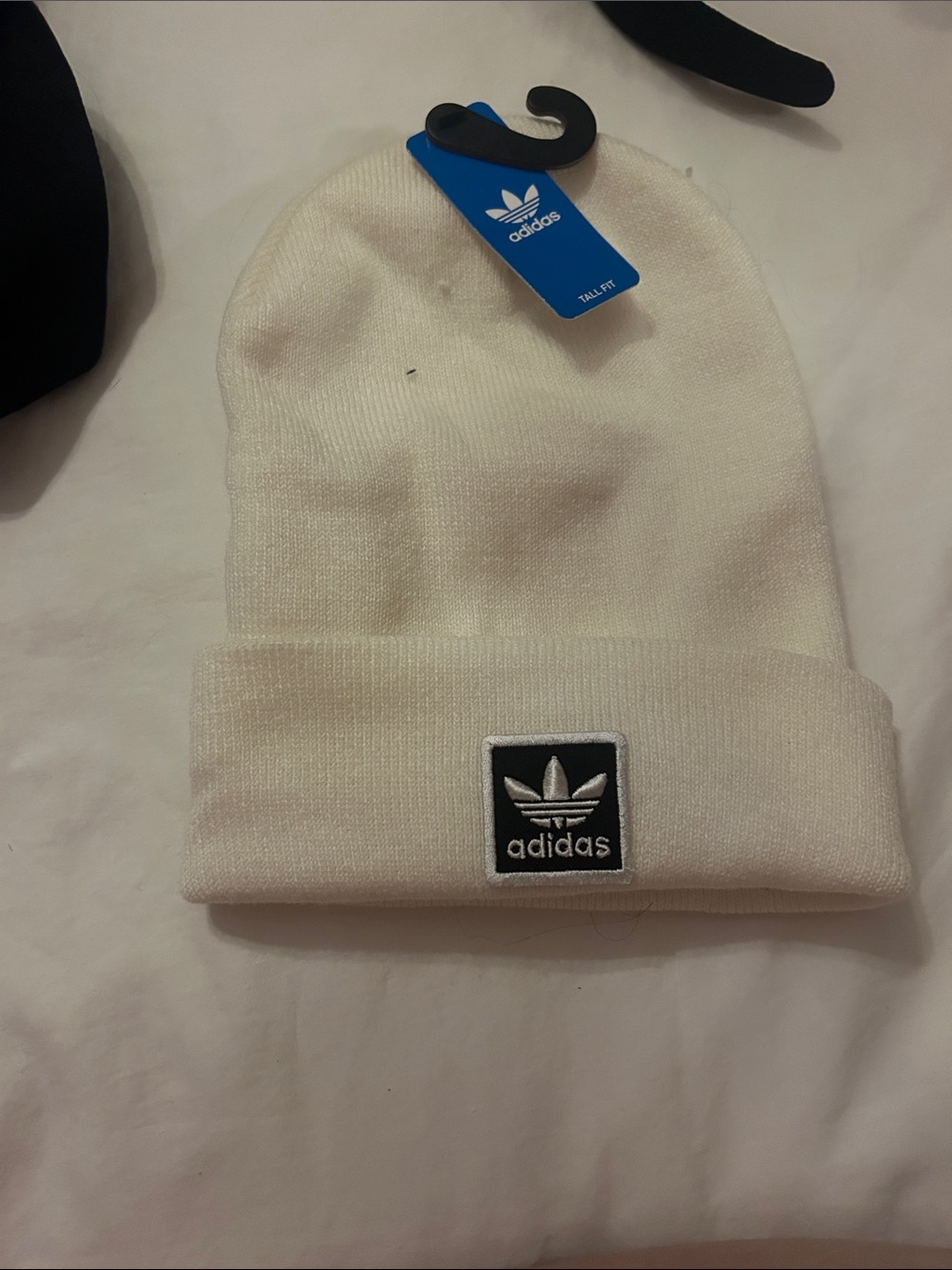 adidas White Trefoil Patch Cuffed Beanie